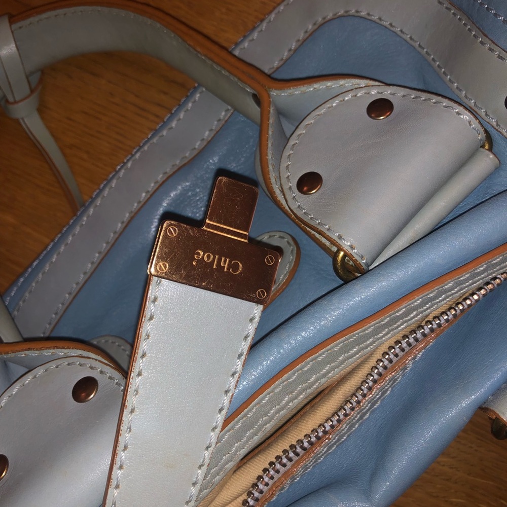Chloe blue chunky leather purse.